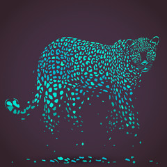 Vector leopard silhouette, abstract animal illustration. Leopard, big cat can be used for background, card, print materials