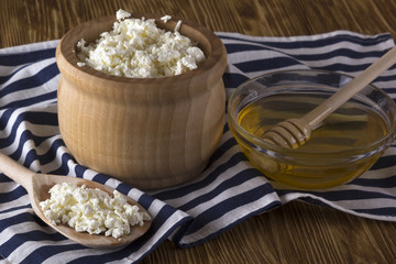 Honey and cottage cheese.