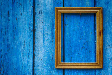 Empty wooden photo frame