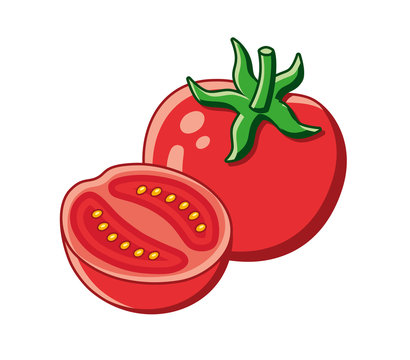 Red tomato with a half.