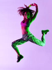 woman dancer dancing fitness exercises isolated