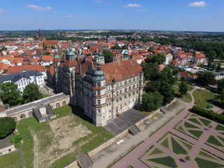 Fototapeta na wymiar aerial view of Gustrow Castle, Castle Park, Mecklenburg-Vorpommern