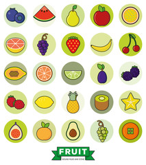 Fruit Round Filled Line Icon Vector Set