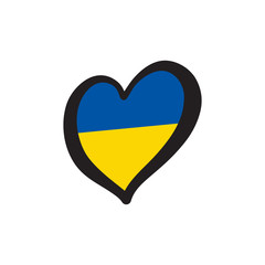Ukraine Vector Flag Inside Heart. Shape Graphic Element Illustration Template Design.
