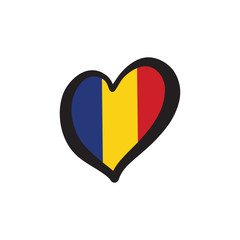 Romania Vector Flag Inside Heart.