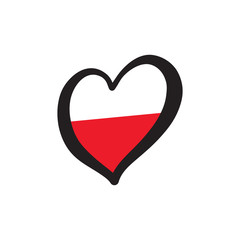 Poland Vector Flag Inside Heart. Shape Graphic Element Illustration Template Design.