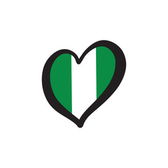 Nigeria Vector Flag Inside Heart.