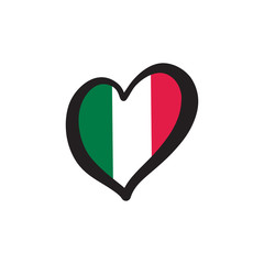 Italy Vector Flag Inside Heart. Shape Graphic Element Illustration Template Design