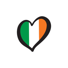 Ireland Vector Flag Inside Heart. Shape Graphic Element Illustration Template Design