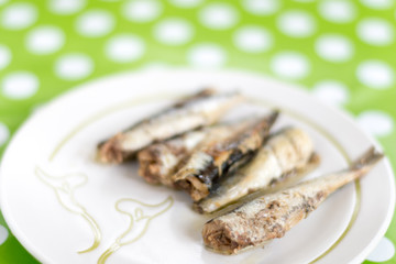 Marinated sardines served on the plate