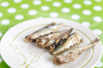 Marinated sardines served on the plate