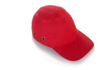 Red baseball cap isolated on the white background