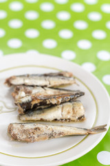 Marinated sardines served on the plate
