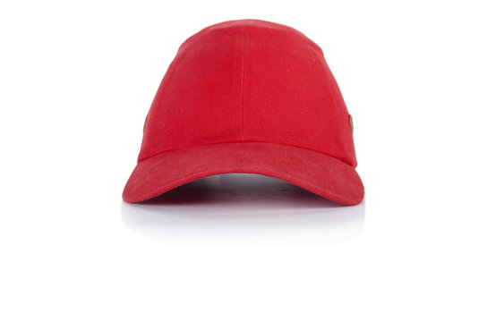 Red Baseball Cap Isolated On The White Background