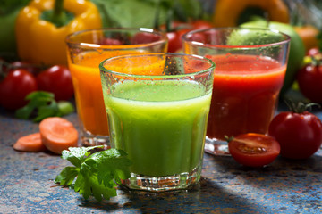 assortment of delicious vegetable juices