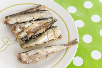 Marinated sardines served on the plate