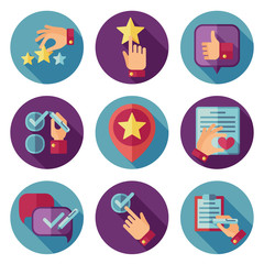 Customer service flat vector icons set