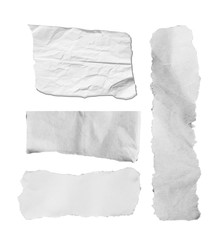 Set of white torn paper on white background with clipping path.