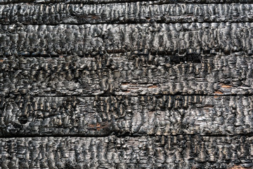 Burnt wooden wall