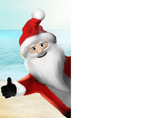 Christmas Santa Claus thumbs up 3d illustration
