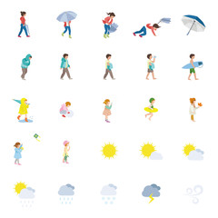 People and Weather color vector icons