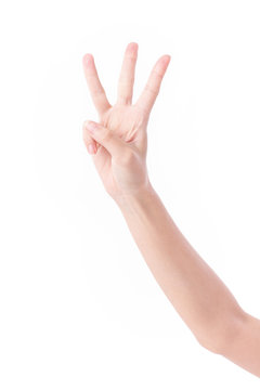hand pointing up 3 finger gesture