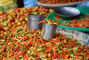 Fresh red chili peppers on Tomohon Traditional Market