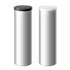 metal can set with a black and White lid.