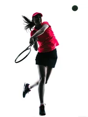 Foto op Plexiglas woman tennis player sadness silhouette © snaptitude