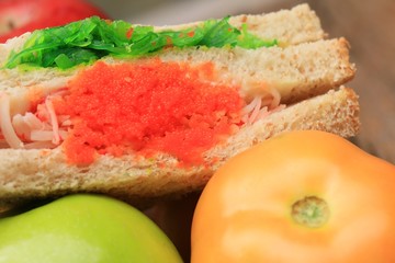 Seaweed salad and sandwich