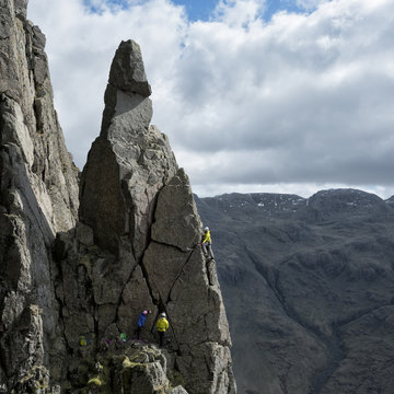 England, Lake District, climbers in Wasdale Valley