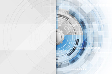 Technological abstract vector illustration with a gear wheel in the middle.