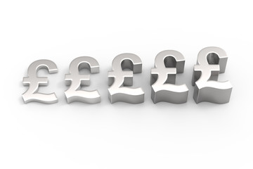 Making Money / British Pound Currency in Silver / 3D rendering