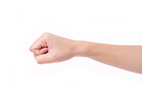 woman clenched fist, hand isolated