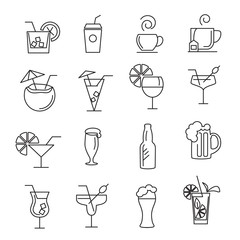 Computer icons of different drinks