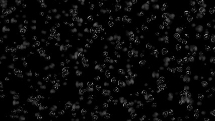 Many water drops on black background - 3D rendering