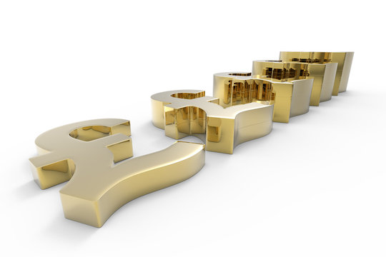 Making Money / British Pound Currency in Gold/ 3D rendering