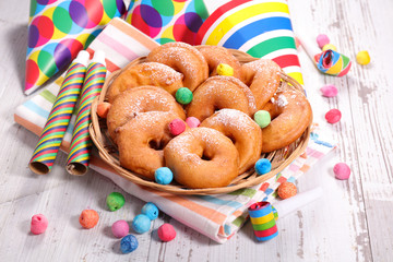 donut and festive decoration