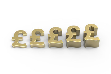 Making Money / British Pound Currency in Gold/ 3D rendering