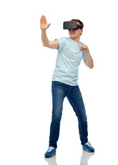 man in virtual reality headset or 3d glasses