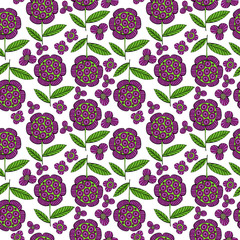 Beautiful Flowers set, Vector seamless pattern. 