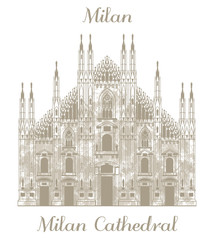 Fototapeta premium vector hand-drawn illustration of Milan Cathedral