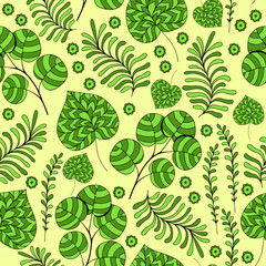 Beautiful Flowers set, Vector seamless pattern.
