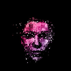 polygon light color young woman face easy all editable