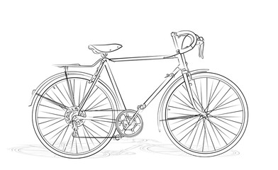 Fototapeta na wymiar Sketch of sports bicycle. 
