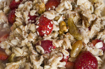 Healthy breakfast. Oatmeal with berries