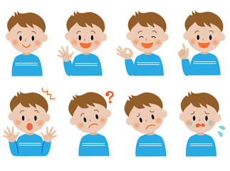 男の子　表情　アイコン　セット