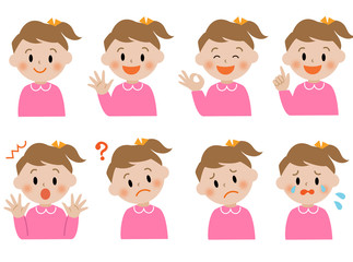 女の子　表情　アイコン　セット