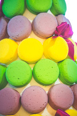 Tower from macaroon. Selective focus, toned