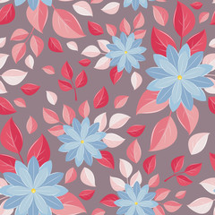 Seamless wall-paper, decorative flowers, dark gray background